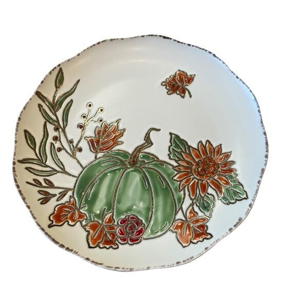 ELI & ANA Thanksgiving Pumpkin Salad Plates 8.25" Ceramic Fall Harvest Set of 4 - Picture 7 of 11